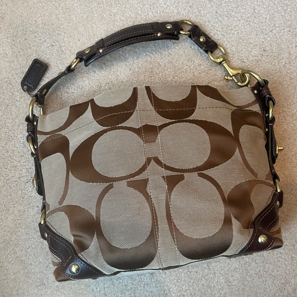 COACH Signature Canvas & Leather Carly Hobo Bag - Picture 2 of 12